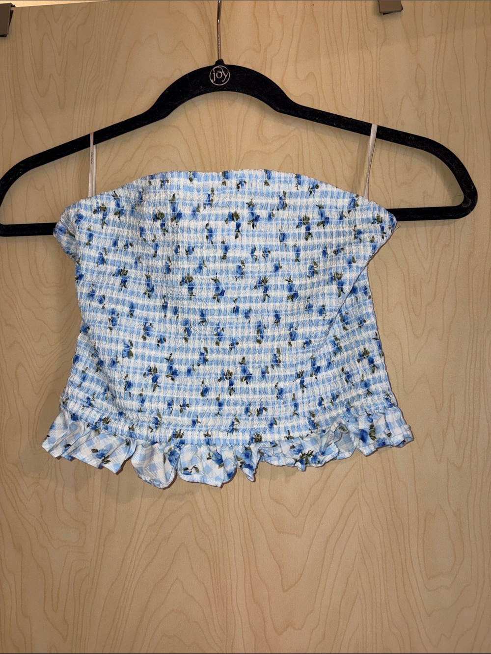 Forever 21 Light Blue Floral Smocked Tube Top